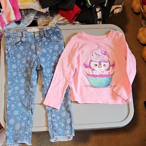 ZARA JEANS SIZE 2/3 THE CHILDRENS  PLACE T SHIRT  SIZE  2T EUC